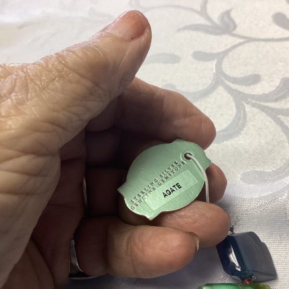 IRIS a& LILY AGATE STONE NECKLACE STERLING. NEW. MULTICOLORED - Picture 14 of 14